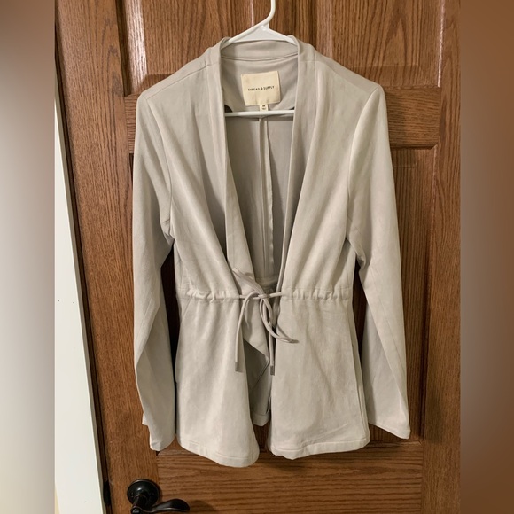 Thread & Supply Size M Open Front Women's Light Weight Jacket Faux Suede Soft - Picture 1 of 10